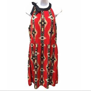 nico LA Ikat Pattern Tie Neckline Sleeveless Halter Dress